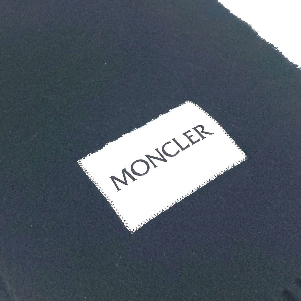 MONCLER ロゴ フリンジ マフラー ウール ユニセックス ブラック - brandshop-reference