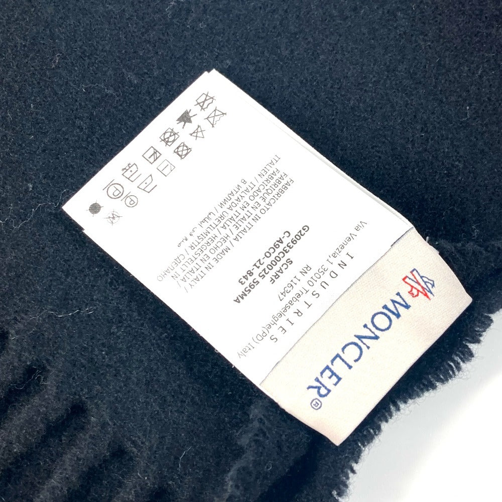 MONCLER ロゴ フリンジ マフラー ウール ユニセックス ブラック - brandshop-reference