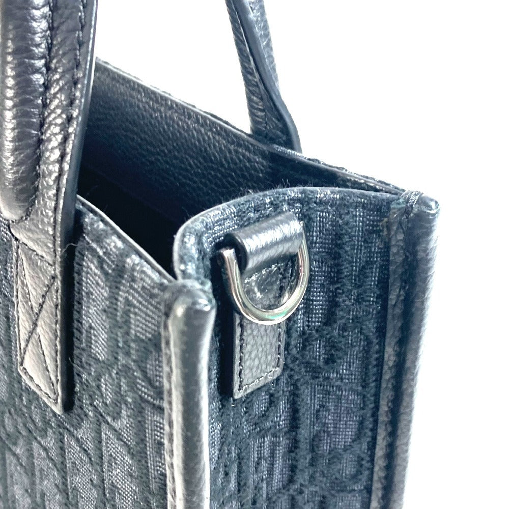 Dior 1ESPO311YKY サファリ Safari ノースサウス トートバッグ カバン ロゴ オブリーク ハンドバッグ レザー/キャンバス ユニセックス ブラック - brandshop-reference