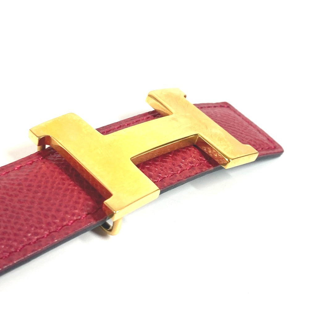 HERMES Hベルト コンスタンス ミニ 細ベルト アクセサリー バックル ベルト レザー レディース レッド×ネイビー - brandshop-reference