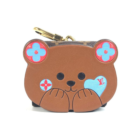 LOUIS VUITTON M01361 モノグラム キーホルダー・イヤホン ポーチ LV ベア バッグチャーム キーホルダー airpods イヤフォンケース レザー レディース ブラウン - brandshop-reference