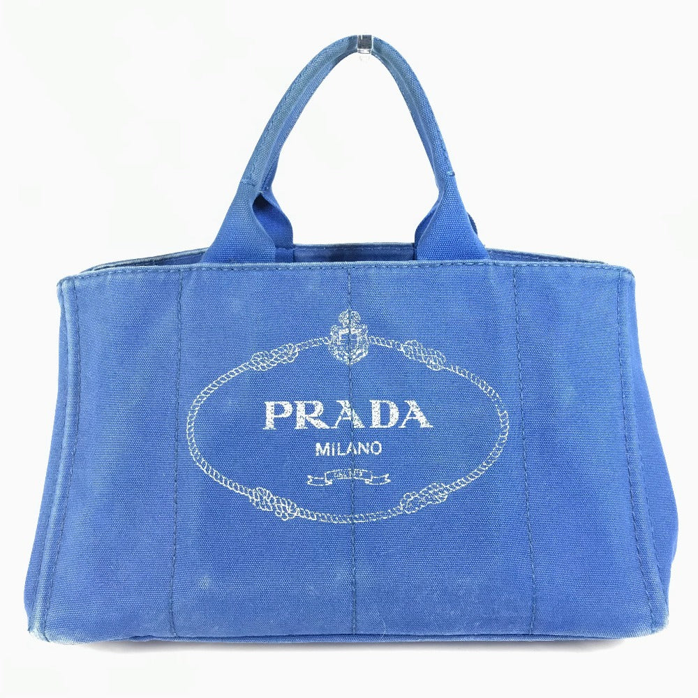 PRADA カナパ L ハンドバッグ カバン トートバッグ キャンバス ユニセックス ブルー - brandshop-reference