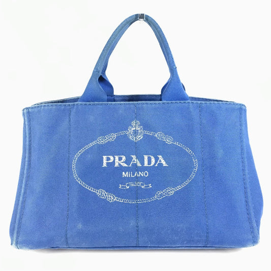 PRADA カナパ L ハンドバッグ カバン トートバッグ キャンバス ユニセックス ブルー - brandshop-reference