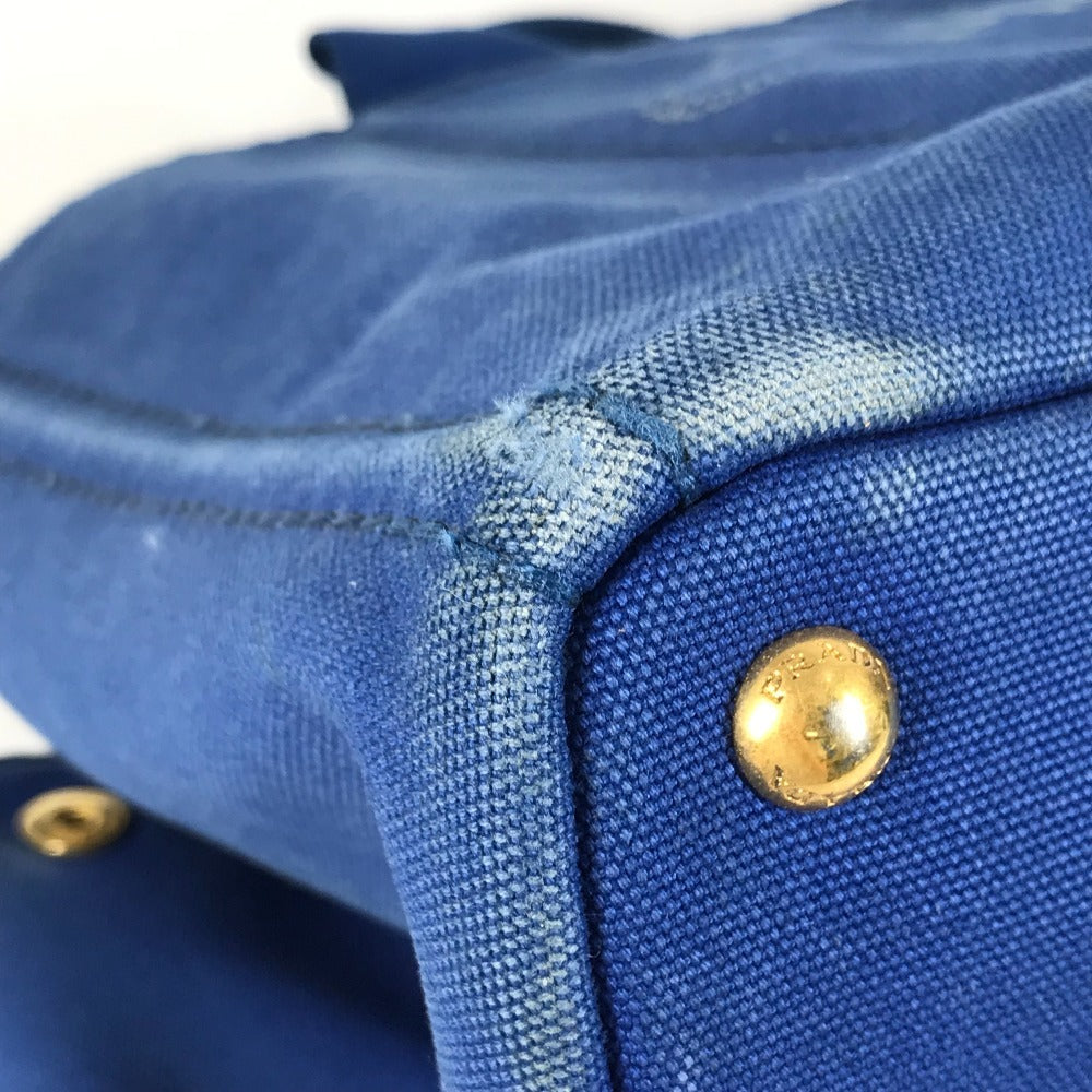 PRADA カナパ L ハンドバッグ カバン トートバッグ キャンバス ユニセックス ブルー - brandshop-reference