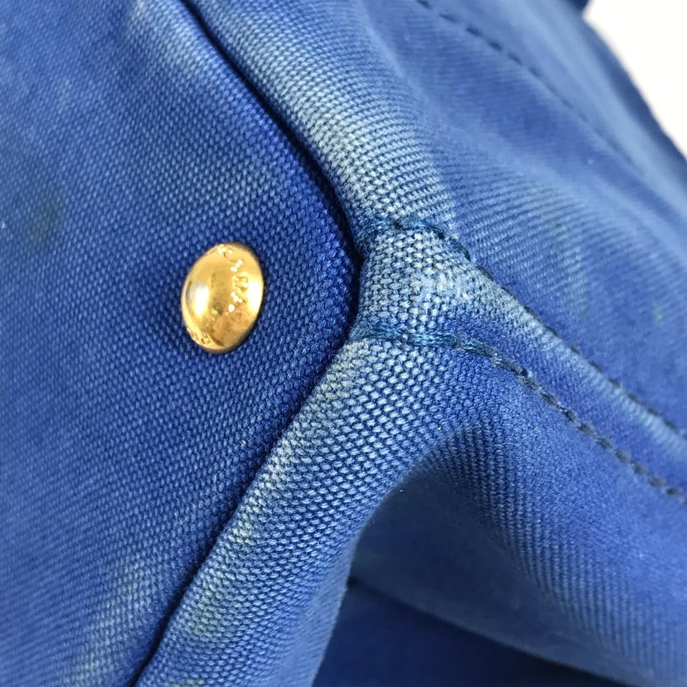 PRADA カナパ L ハンドバッグ カバン トートバッグ キャンバス ユニセックス ブルー - brandshop-reference
