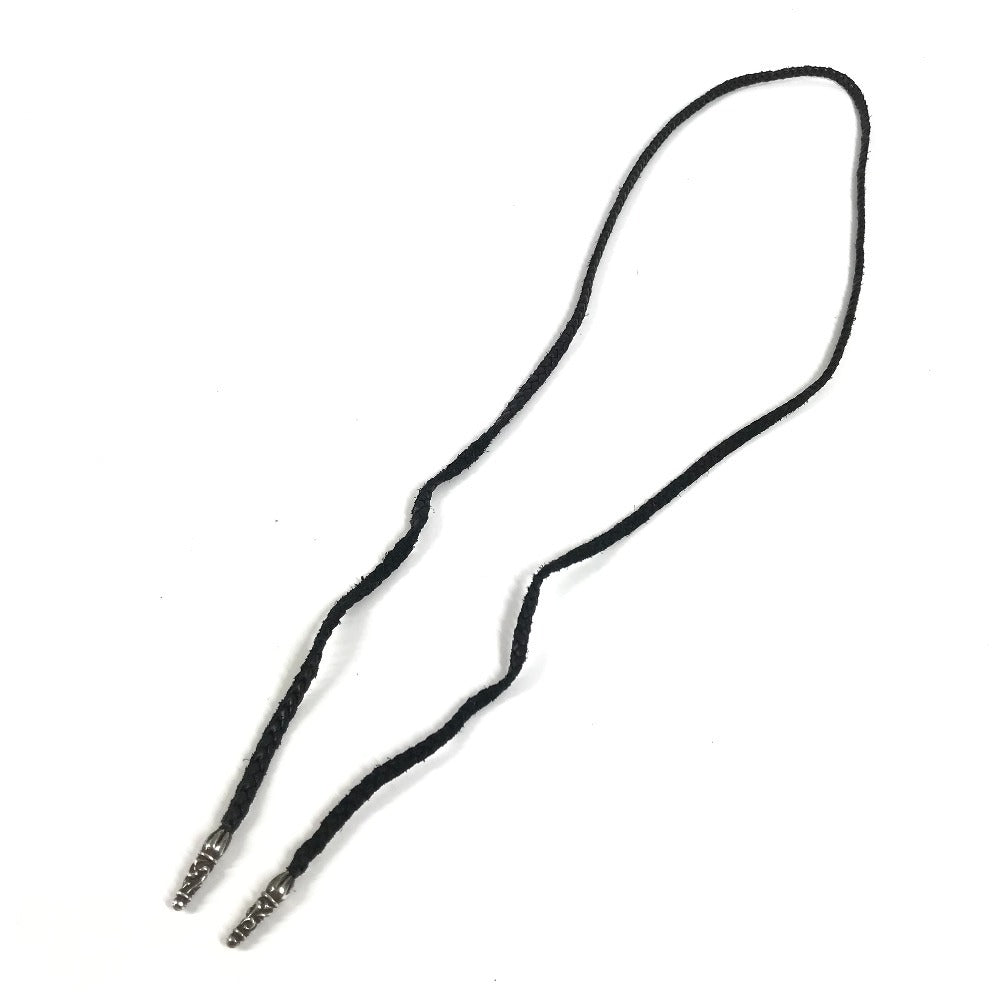 CHROME HEARTS プレード チョーカー ボロチップ 革紐 ネックレス レザー ユニセックス ブラック - brandshop-reference