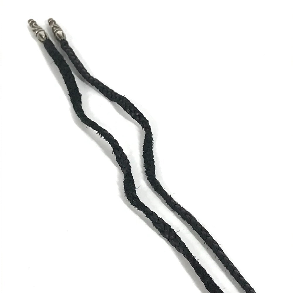 CHROME HEARTS プレード チョーカー ボロチップ 革紐 ネックレス レザー ユニセックス ブラック - brandshop-reference