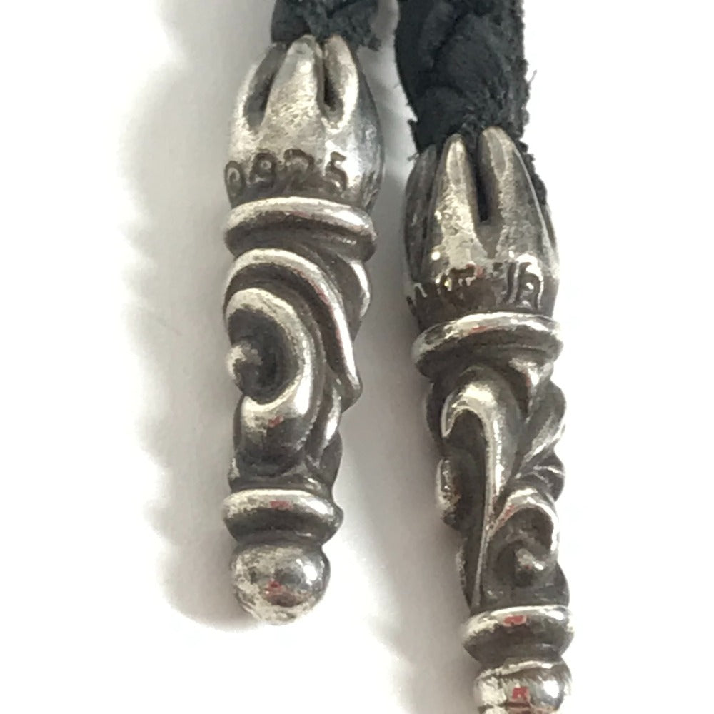 CHROME HEARTS プレード チョーカー ボロチップ 革紐 ネックレス レザー ユニセックス ブラック - brandshop-reference