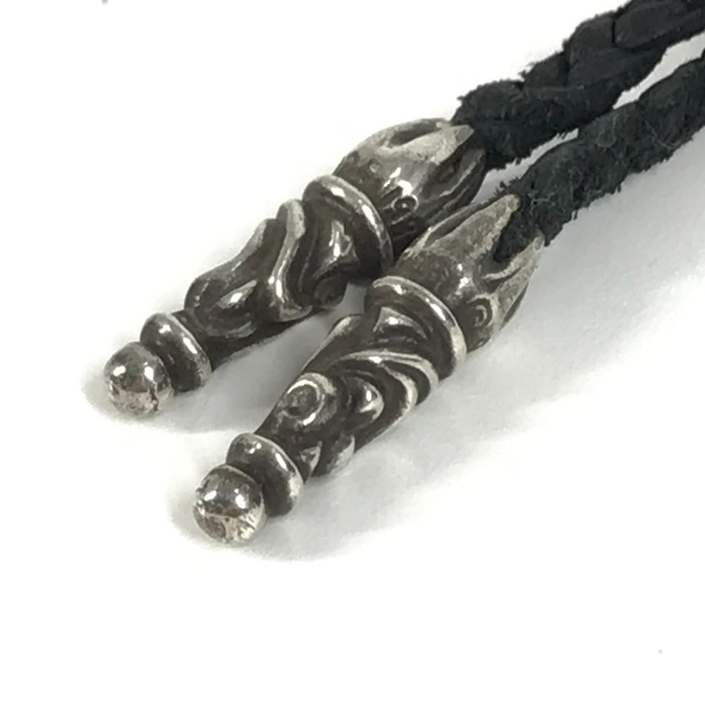 CHROME HEARTS プレード チョーカー ボロチップ 革紐 ネックレス レザー ユニセックス ブラック - brandshop-reference