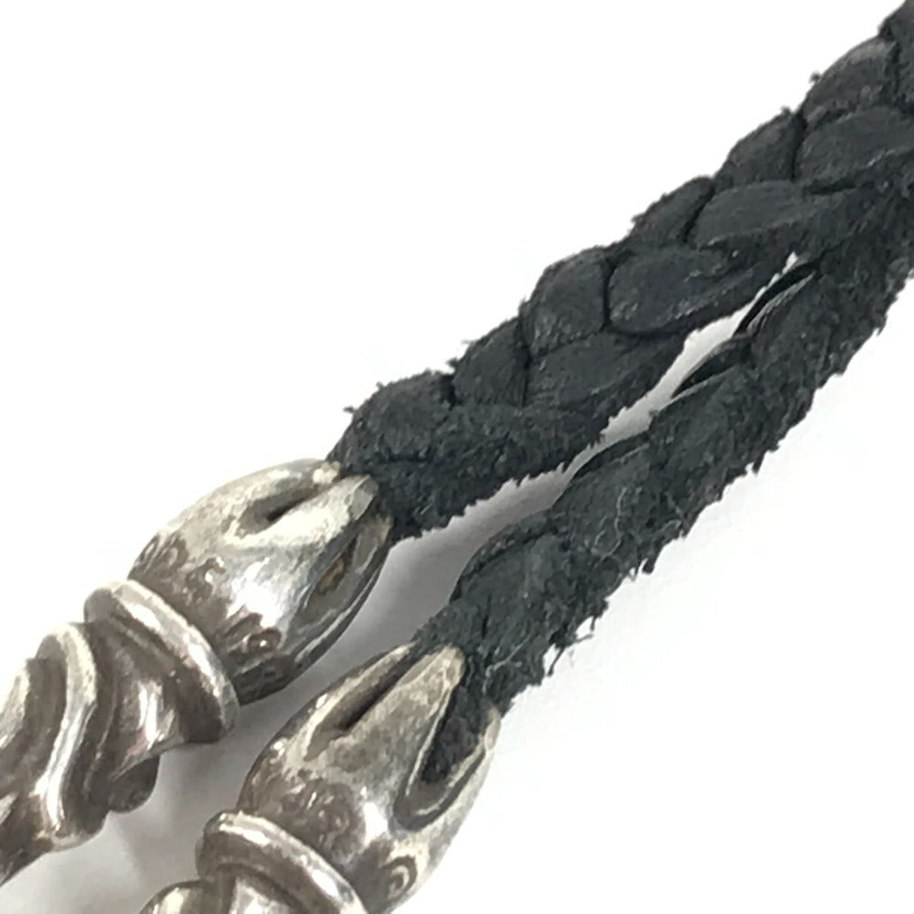 CHROME HEARTS プレード チョーカー ボロチップ 革紐 ネックレス レザー ユニセックス ブラック - brandshop-reference