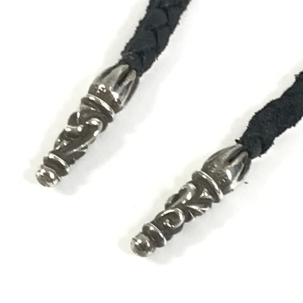CHROME HEARTS プレード チョーカー ボロチップ 革紐 ネックレス レザー ユニセックス ブラック - brandshop-reference