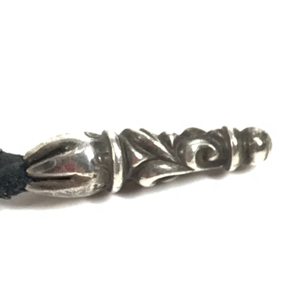 CHROME HEARTS プレード チョーカー ボロチップ 革紐 ネックレス レザー ユニセックス ブラック - brandshop-reference