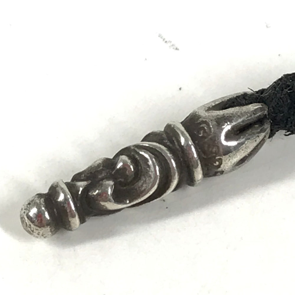 CHROME HEARTS プレード チョーカー ボロチップ 革紐 ネックレス レザー ユニセックス ブラック - brandshop-reference