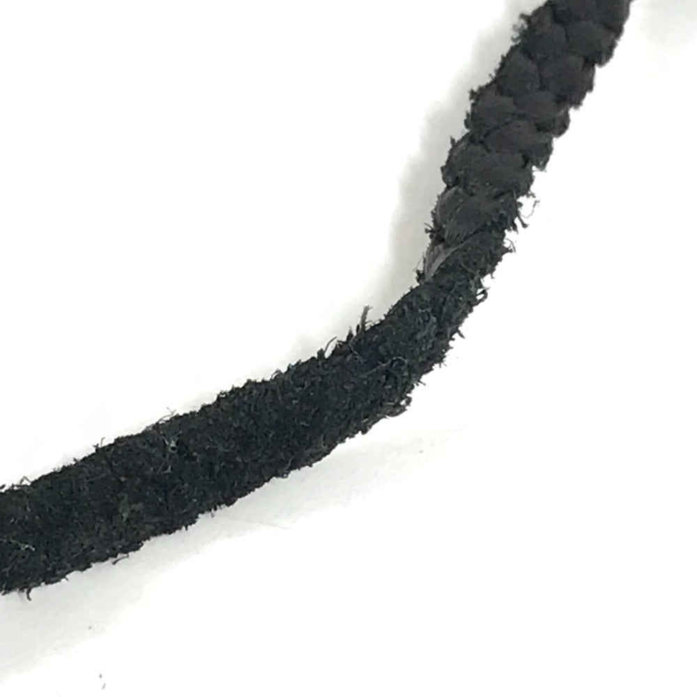 CHROME HEARTS プレード チョーカー ボロチップ 革紐 ネックレス レザー ユニセックス ブラック - brandshop-reference