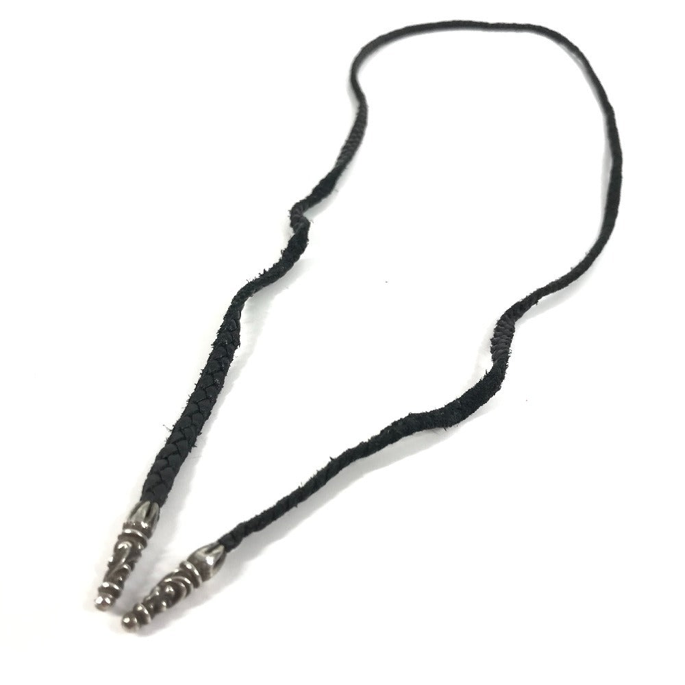 CHROME HEARTS プレード チョーカー ボロチップ 革紐 ネックレス レザー ユニセックス ブラック - brandshop-reference