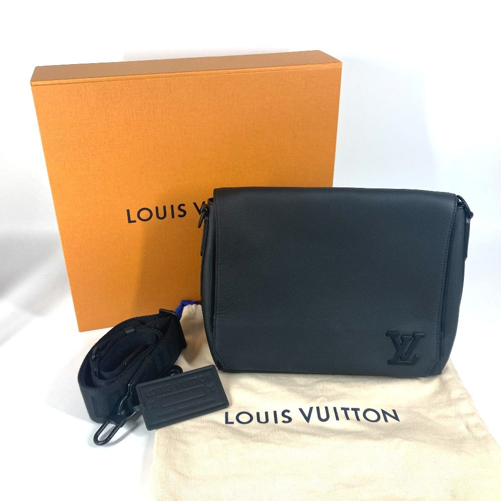 LOUIS VUITTON M57080 LV アエログラム テイクオフ･メッセンジャー 斜め掛け カバン フラップ ショルダーバッグ レザー ユニセックス ノワール ブラック - brandshop-reference