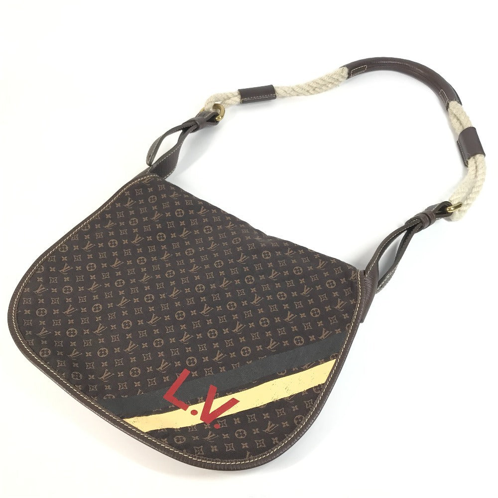LOUIS VUITTON M40021 Monogram Minilan Aman Bag Crossbody Flap Shoulder Bag Monogram Minilan Canvas Women's Brown