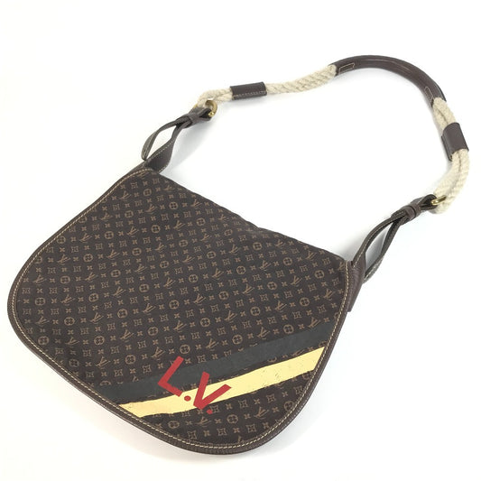 LOUIS VUITTON M40021 Monogram Minilan Aman Bag Crossbody Flap Shoulder Bag Monogram Minilan Canvas Women's Brown