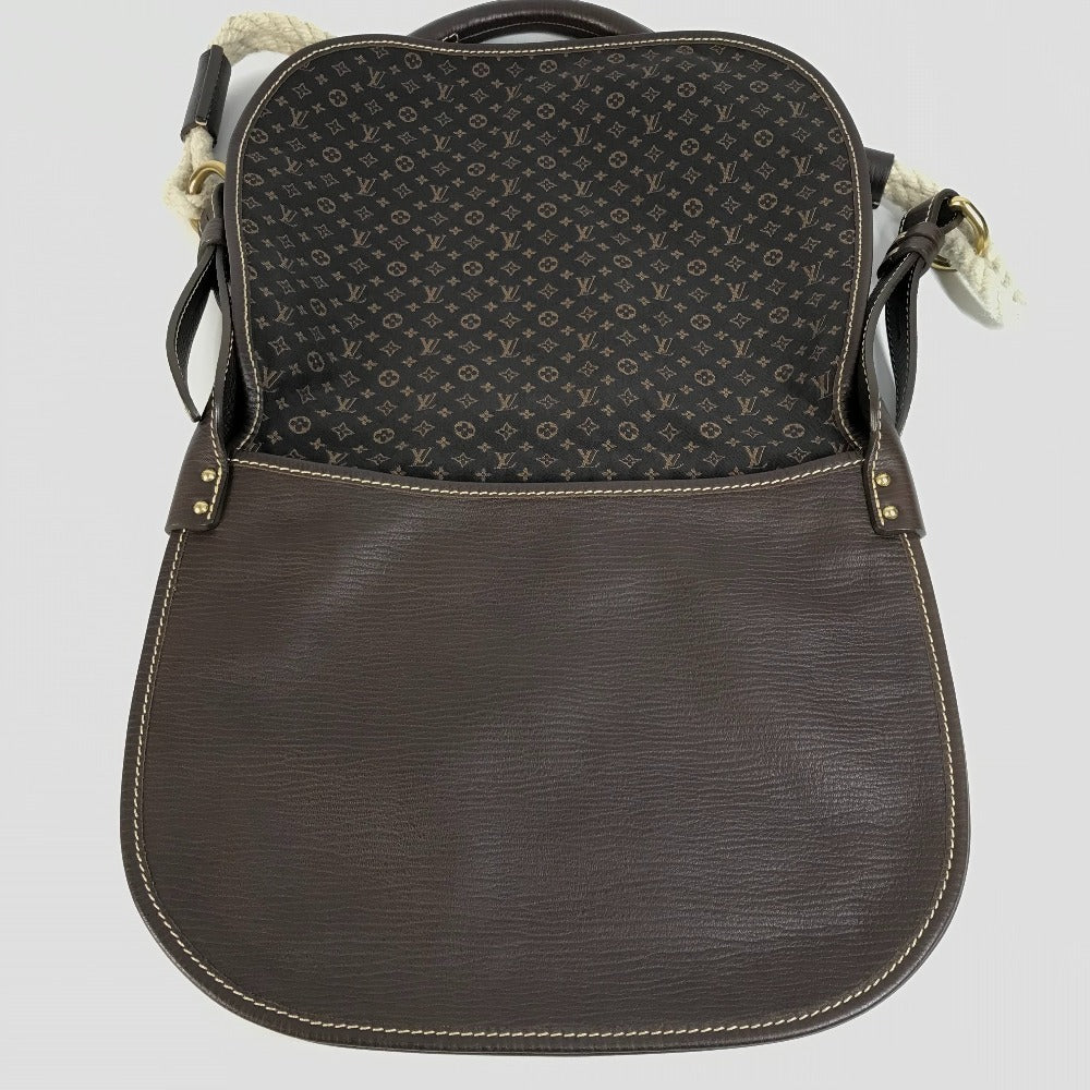 LOUIS VUITTON M40021 Monogram Minilan Aman Bag Crossbody Flap Shoulder Bag Monogram Minilan Canvas Women's Brown