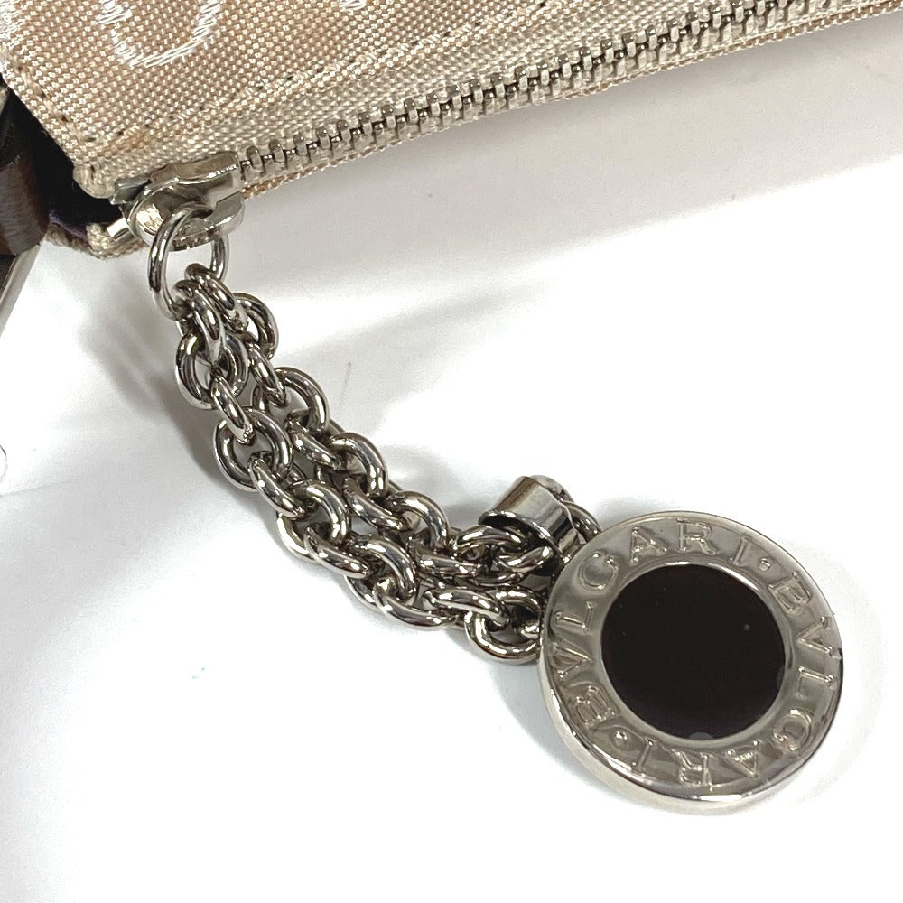 BVLGARI Logomania Logo Bag Shoulder Bag Leather/Canvas Unisex Beige