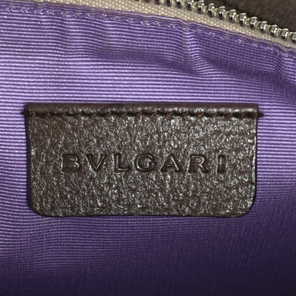 BVLGARI Logomania Logo Bag Shoulder Bag Leather/Canvas Unisex Beige