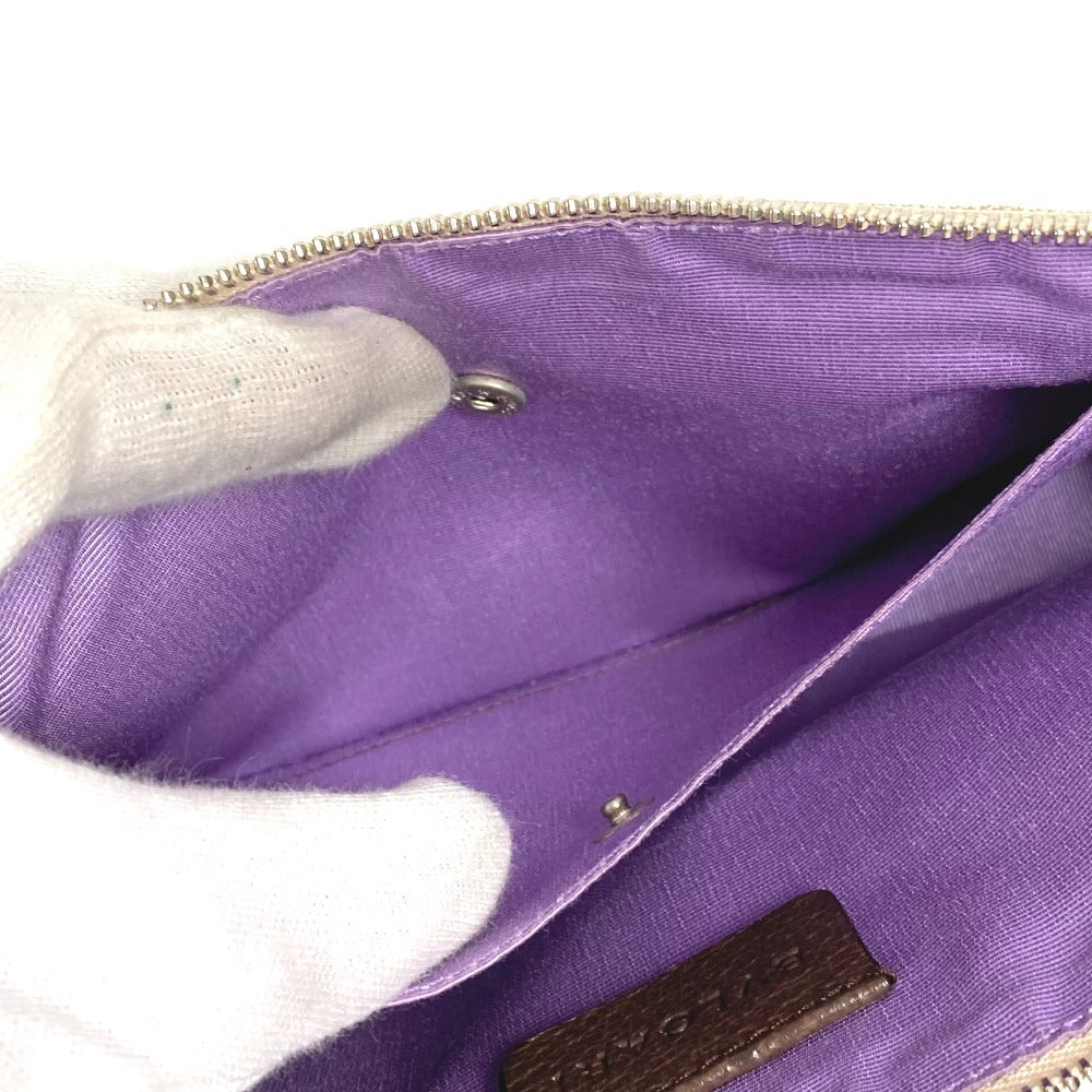 BVLGARI Logomania Logo Bag Shoulder Bag Leather/Canvas Unisex Beige