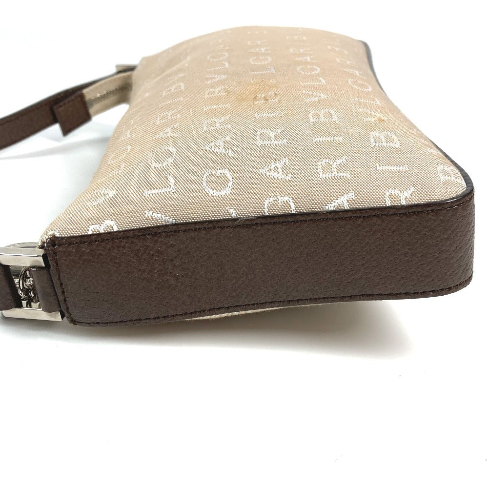 BVLGARI Logomania Logo Bag Shoulder Bag Leather/Canvas Unisex Beige