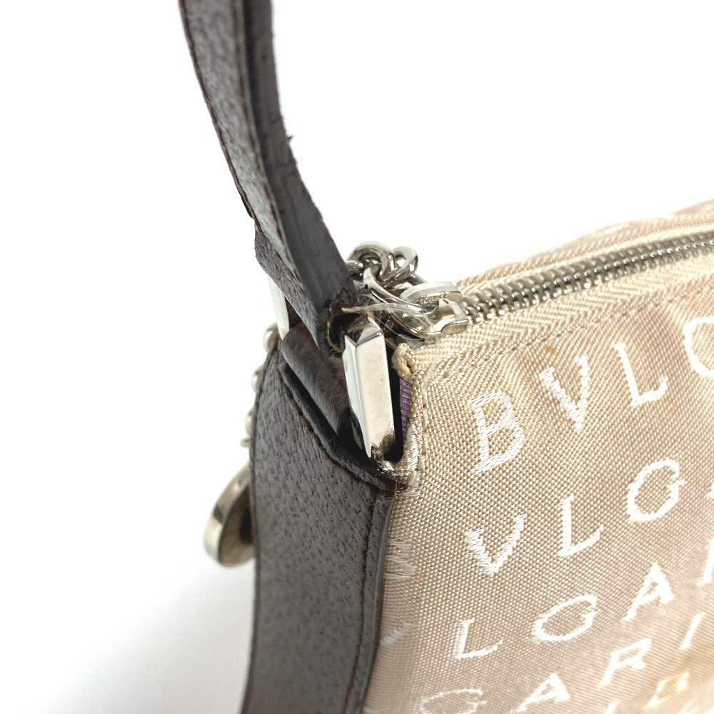 BVLGARI Logomania Logo Bag Shoulder Bag Leather/Canvas Unisex Beige