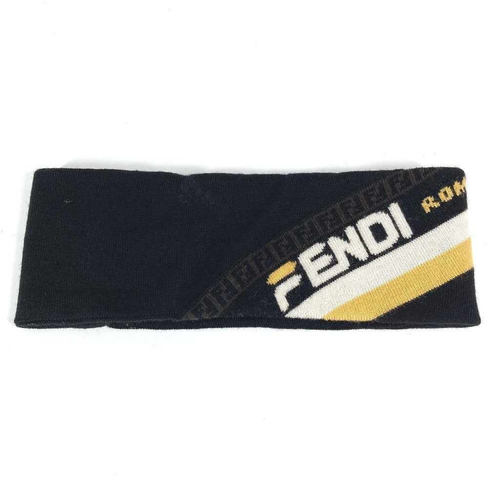 FENDI FXS385 Logo Accessory Headband Hair Band Wool Unisex Black