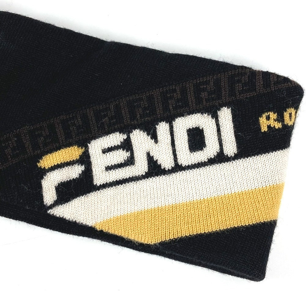 FENDI FXS385 Logo Accessory Headband Hair Band Wool Unisex Black