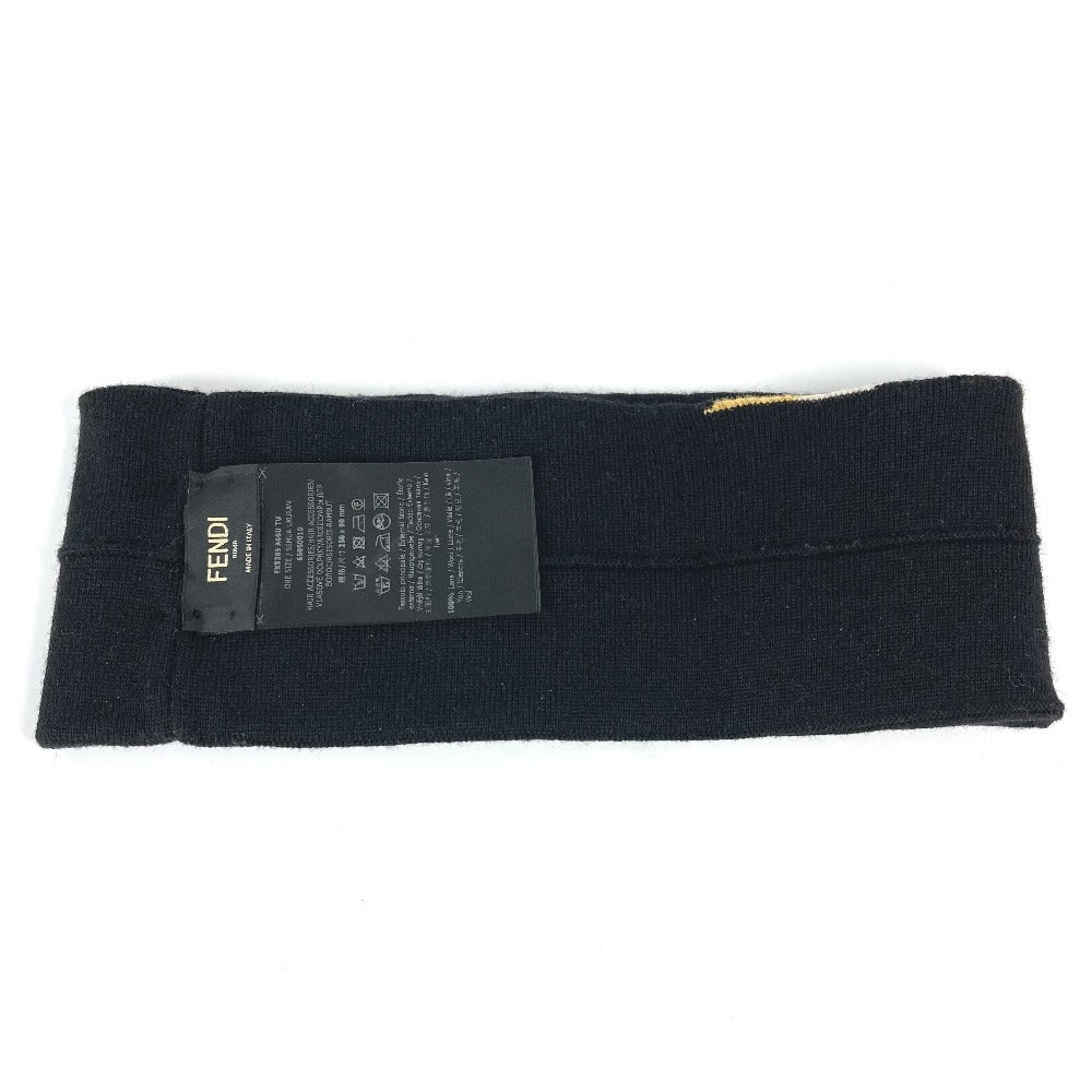 FENDI FXS385 Logo Accessory Headband Hair Band Wool Unisex Black
