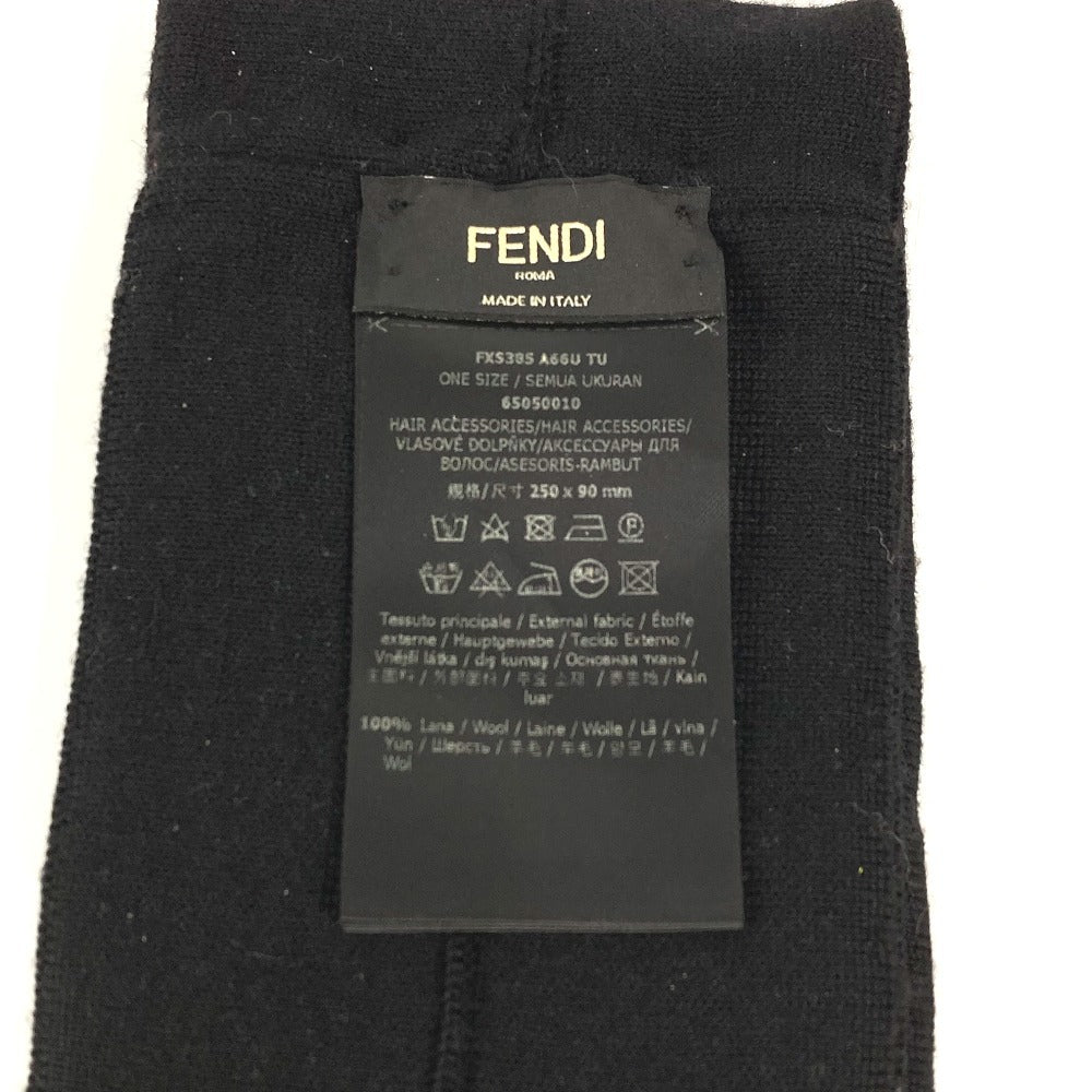FENDI FXS385 Logo Accessory Headband Hair Band Wool Unisex Black