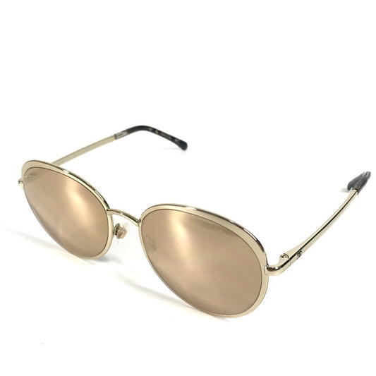 CHANEL 4206 Mirror Lens CC Logo Here Mark Glasses Eyewear Glasses Sunglasses Metal Ladies Gold