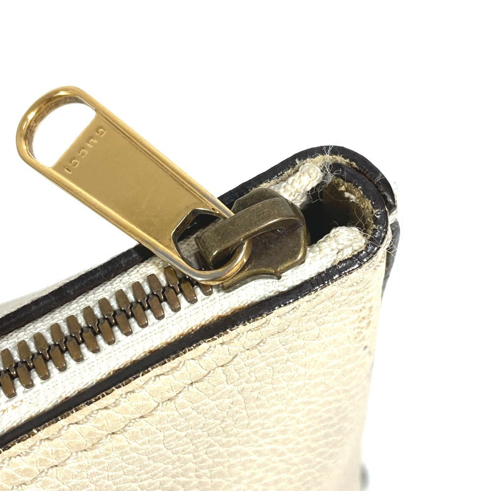 GUCCI 500984 Logo Bag Pouch Clutch Bag Leather Unisex White