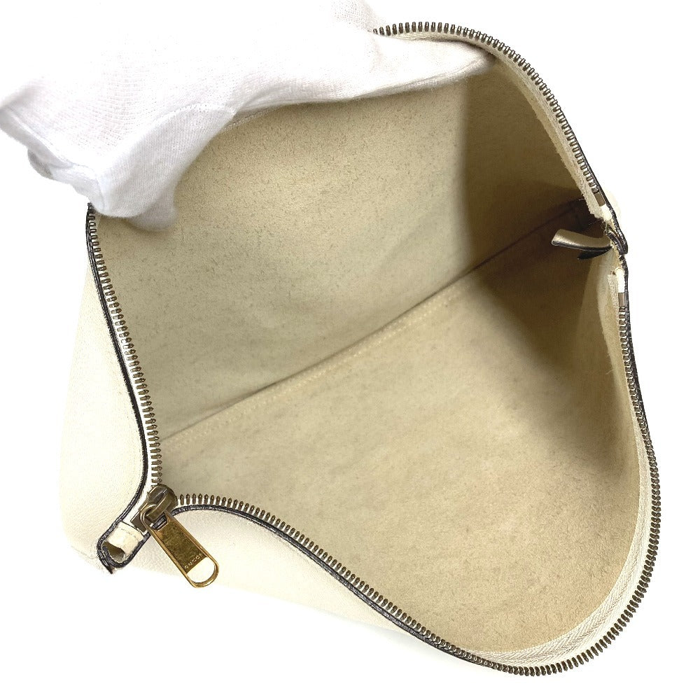 GUCCI 500984 Logo Bag Pouch Clutch Bag Leather Unisex White