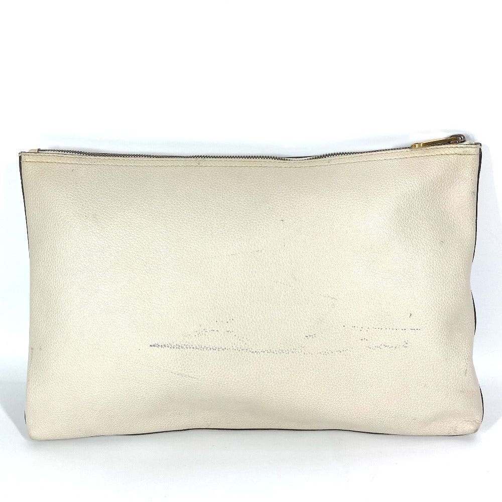 GUCCI 500984 Logo Bag Pouch Clutch Bag Leather Unisex White