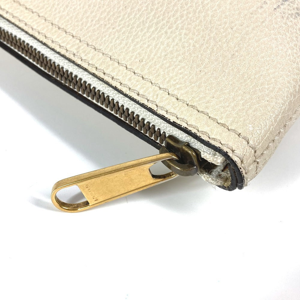 GUCCI 500984 Logo Bag Pouch Clutch Bag Leather Unisex White