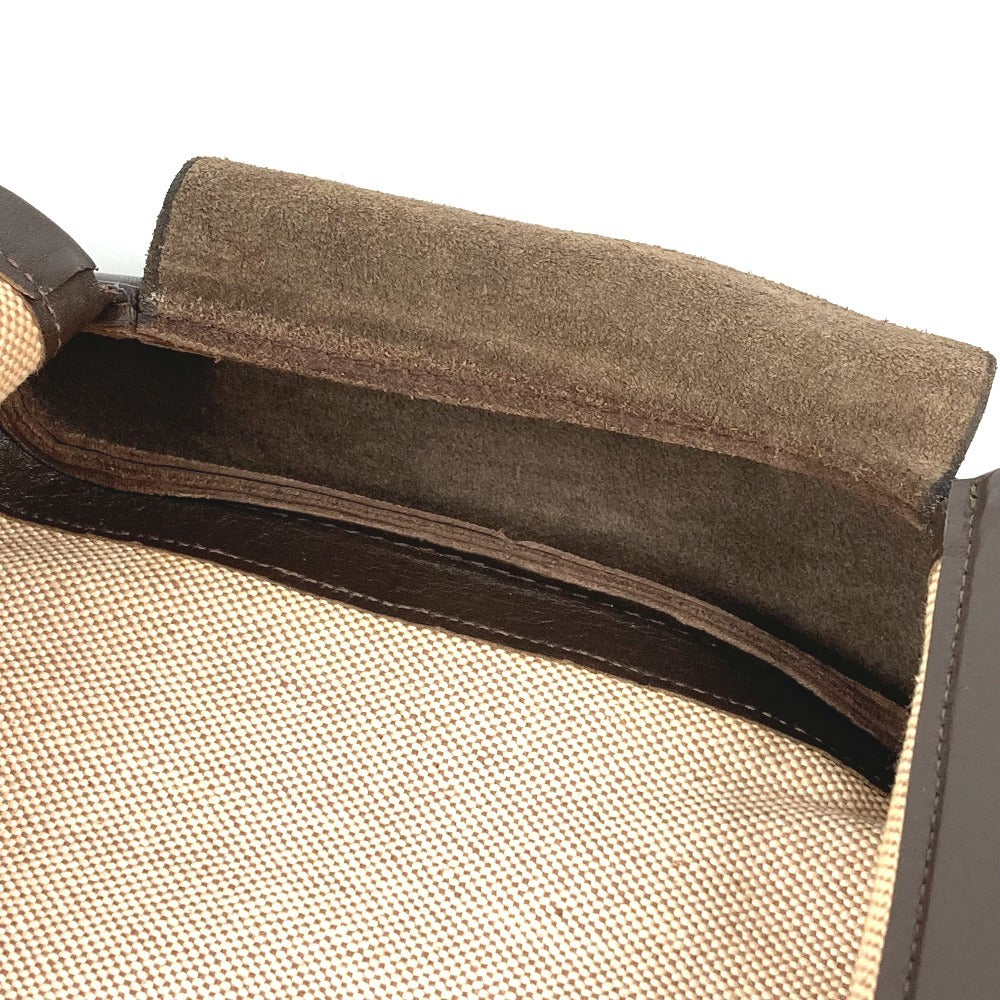 HERMES Equi Pouch Flap Bag Second Bag Clutch Bag Leather/Canvas Unisex Beige