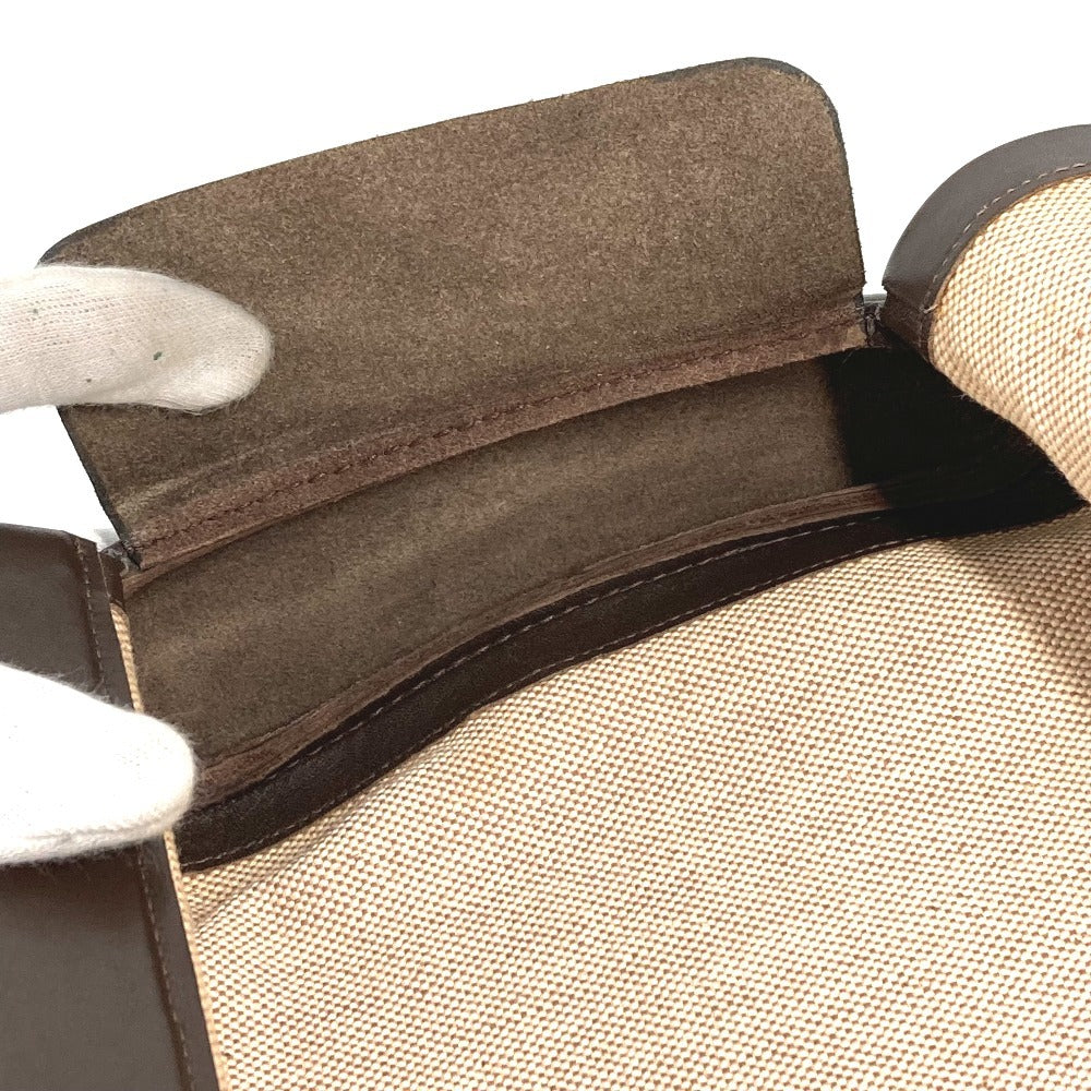 HERMES Equi Pouch Flap Bag Second Bag Clutch Bag Leather/Canvas Unisex Beige