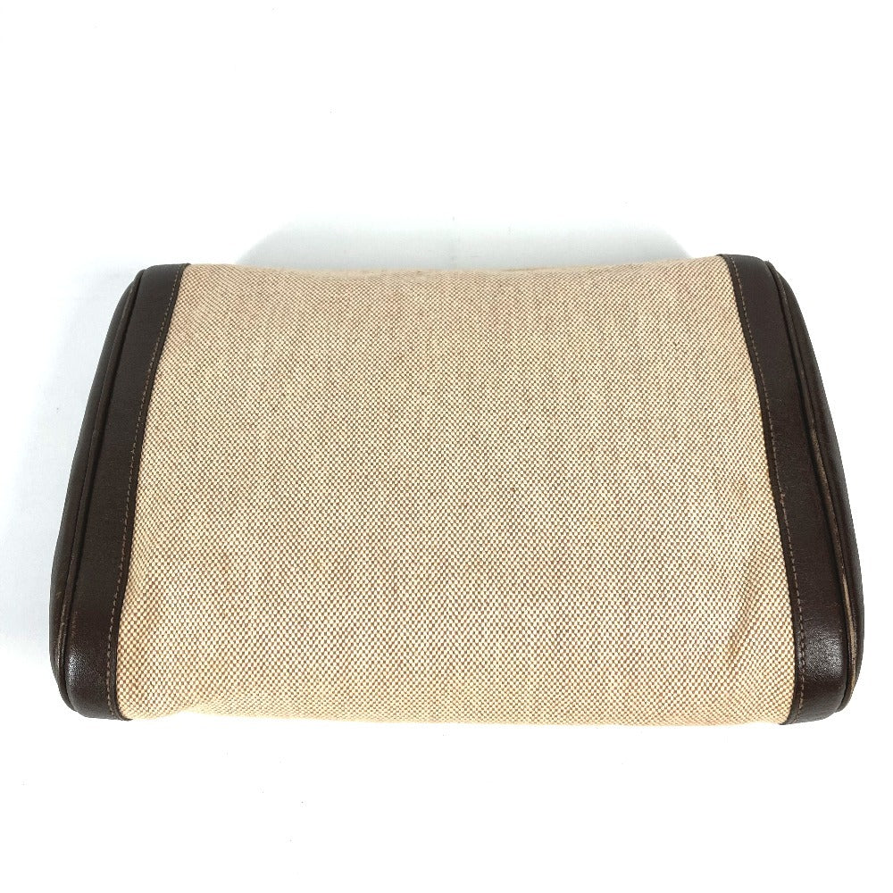 HERMES Equi Pouch Flap Bag Second Bag Clutch Bag Leather/Canvas Unisex Beige