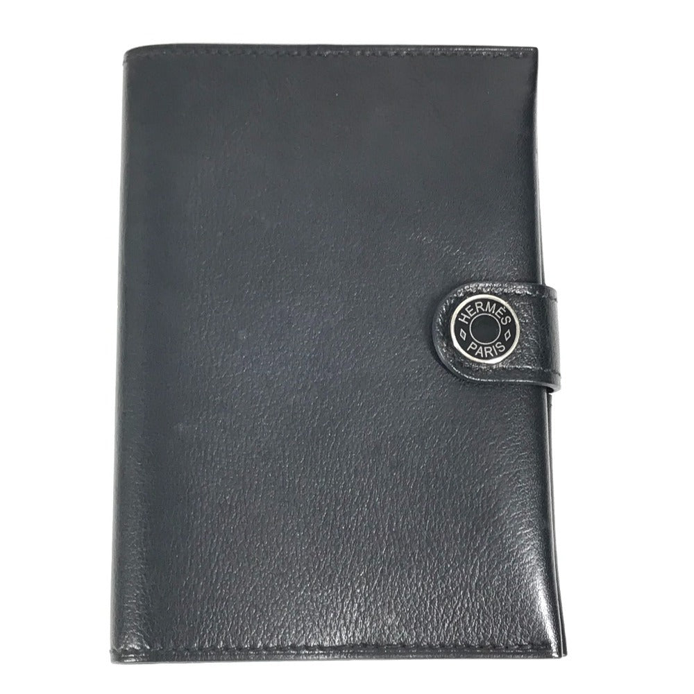 HERMES 로고 R.M.S 여권 커버 문구 여권 케이스 송아지 가죽 남여 공용 블랙