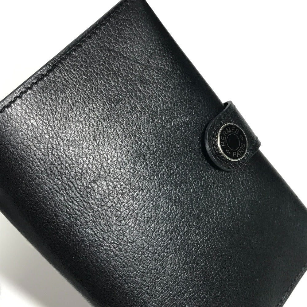 HERMES 로고 R.M.S 여권 커버 문구 여권 케이스 송아지 가죽 남여 공용 블랙