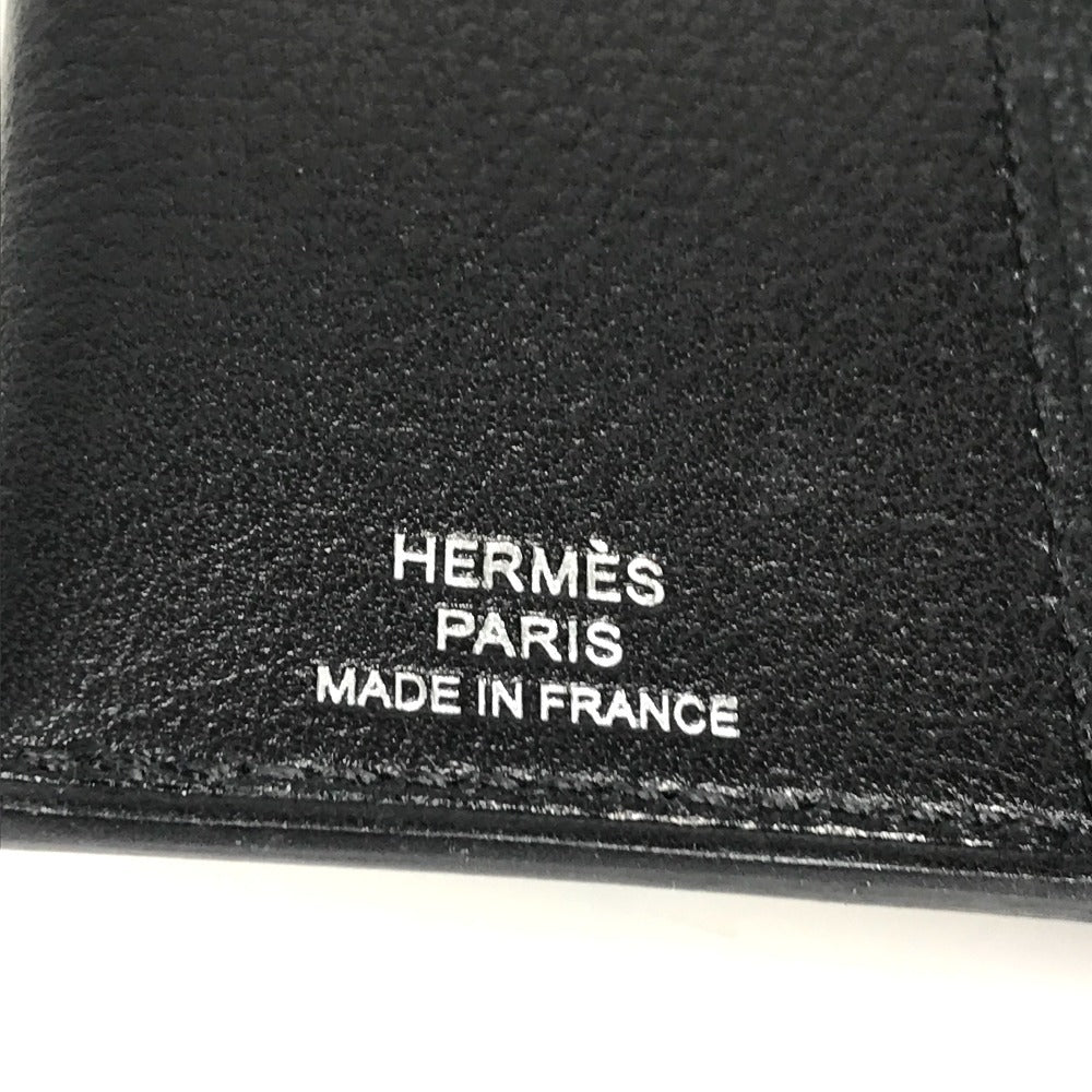 HERMES 로고 R.M.S 여권 커버 문구 여권 케이스 송아지 가죽 남여 공용 블랙