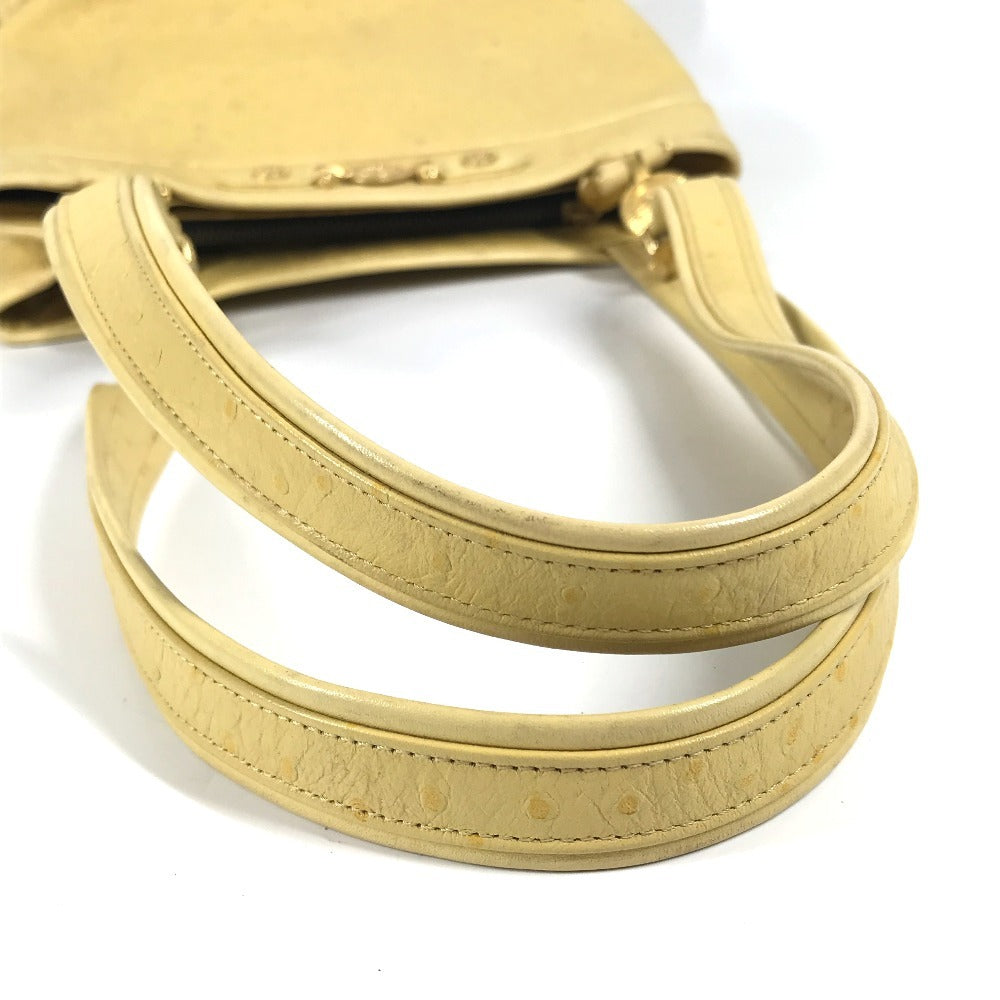 Versace Vintage Sunburst Logo Bag Tote Bag Bahu Beg Embossed Yellow Wanita