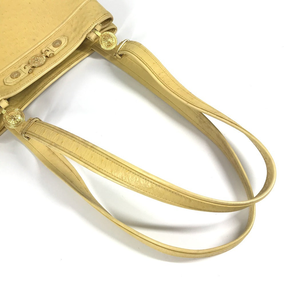 Versace Vintage Sunburst Logo Bag Tote Bag Bahu Beg Embossed Yellow Wanita