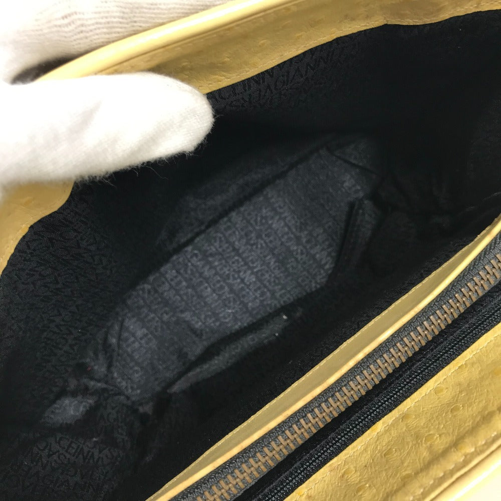 Versace Vintage Sunburst Logo Bag Tote Bag Bahu Beg Embossed Yellow Wanita