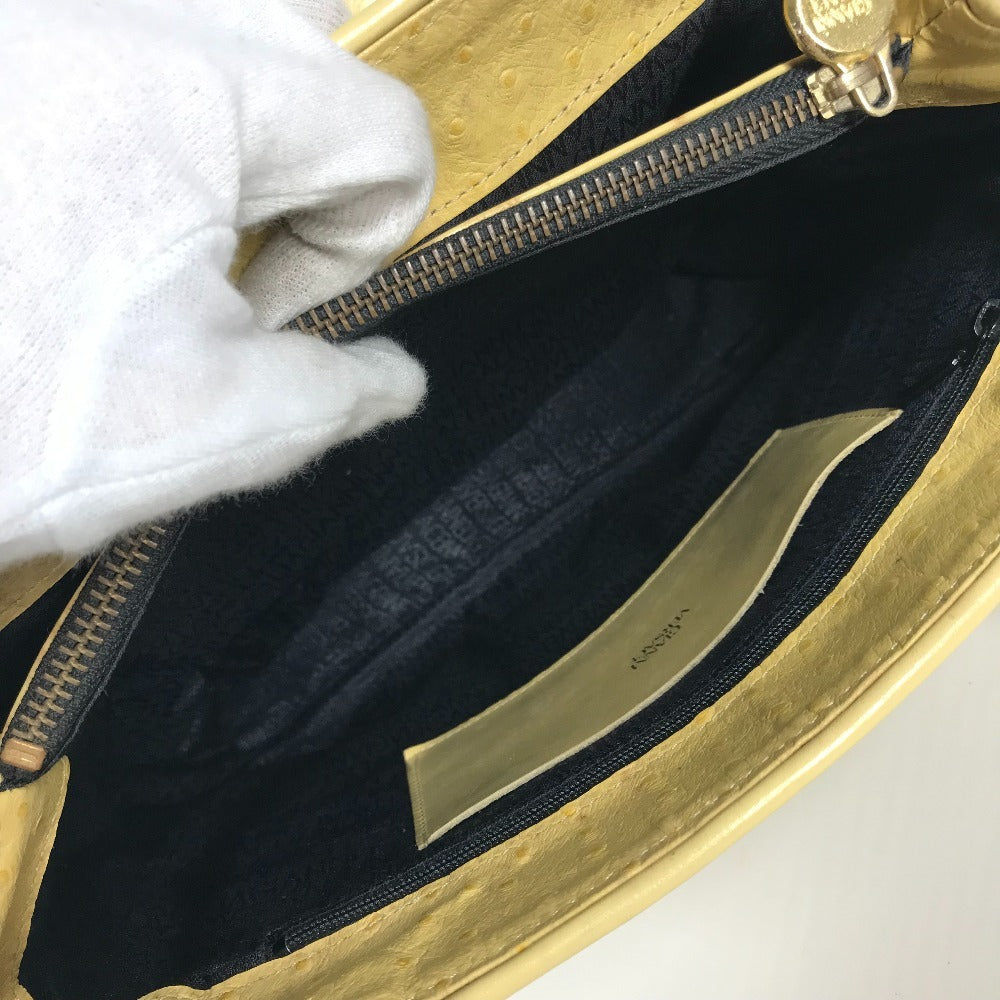 Versace Vintage Sunburst Logo Bag Tote Bag Bahu Beg Embossed Yellow Wanita