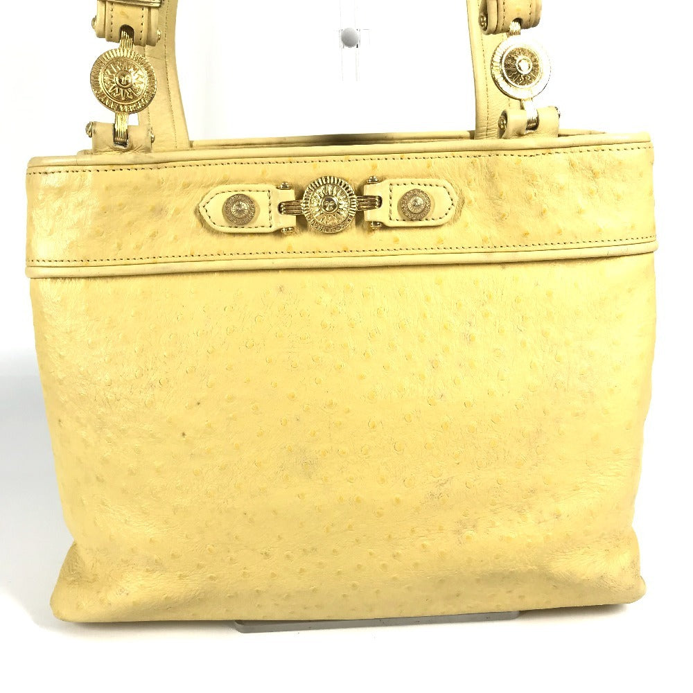 Versace Vintage Sunburst Logo Bag Tote Bag Bahu Beg Embossed Yellow Wanita