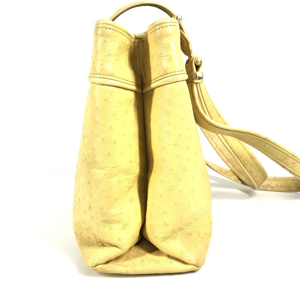 Versace Vintage Sunburst Logo Bag Tote Bag Bahu Beg Embossed Yellow Wanita