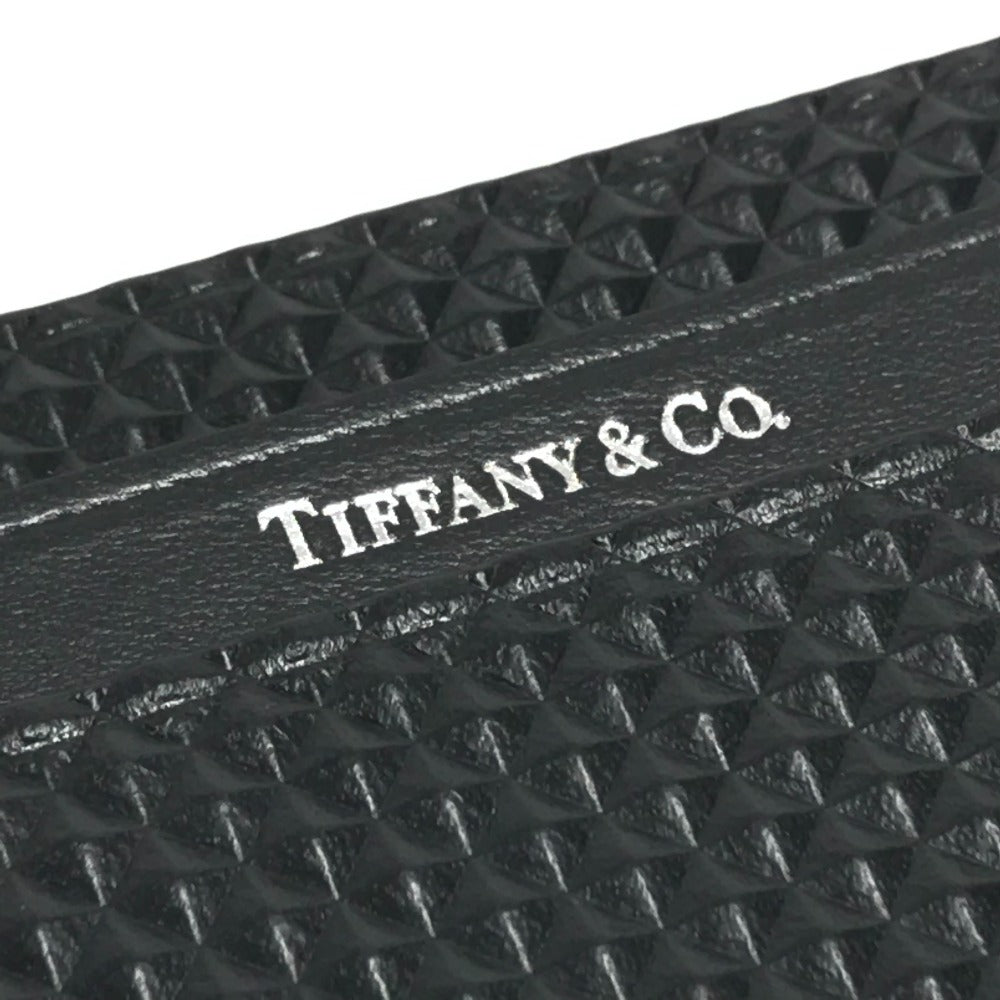 TIFFANY&Co. Diamond Point Business Card Holder Pass Case Card Case Leather Unisex Black